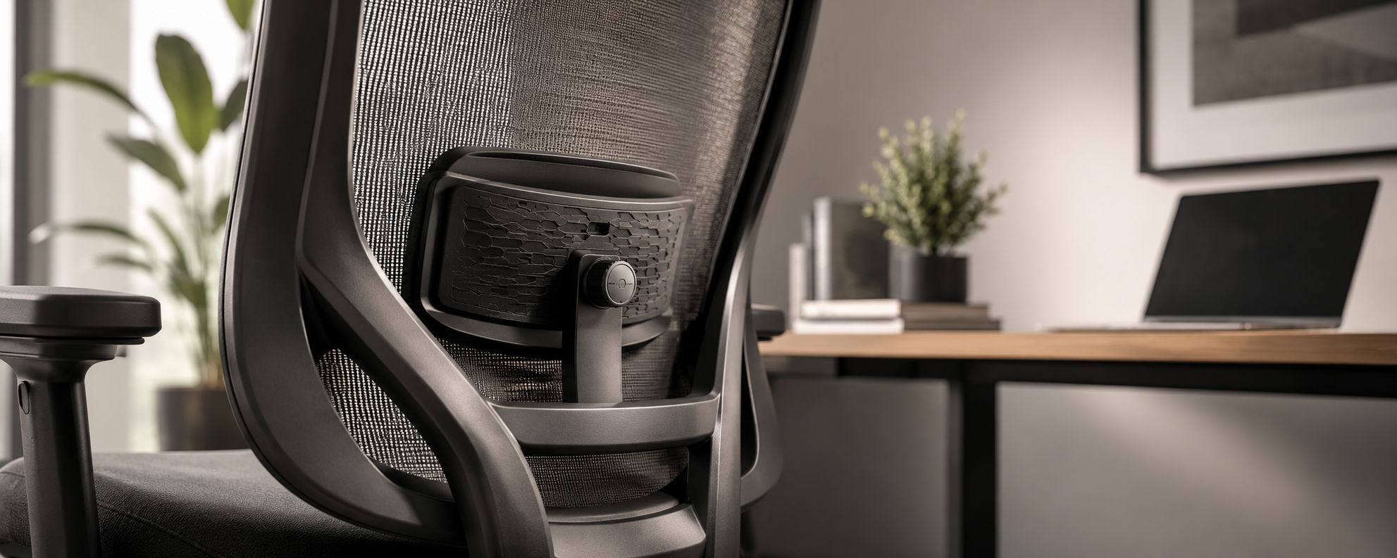 Persona con dolor lumbar buscando silla ergonómica con soporte