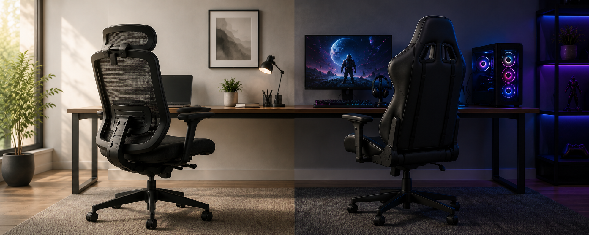 Comparativa entre silla ergonómica y silla gaming